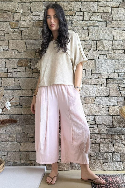 Jo Jo Quirky Hopsack Crop Pant Antique Rose